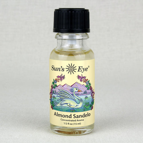 Bottle of Sun's Eye Almond Sandelwood aroma on a light gray background Sun's Eye Scentsium