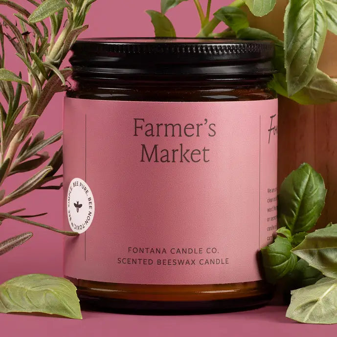Farmer's Market Essential Oil Beeswax Jar Candle: Non-Toxic