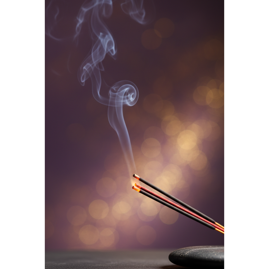 Incense stick with smoke against a blurred background Sun's Eye Scentsium