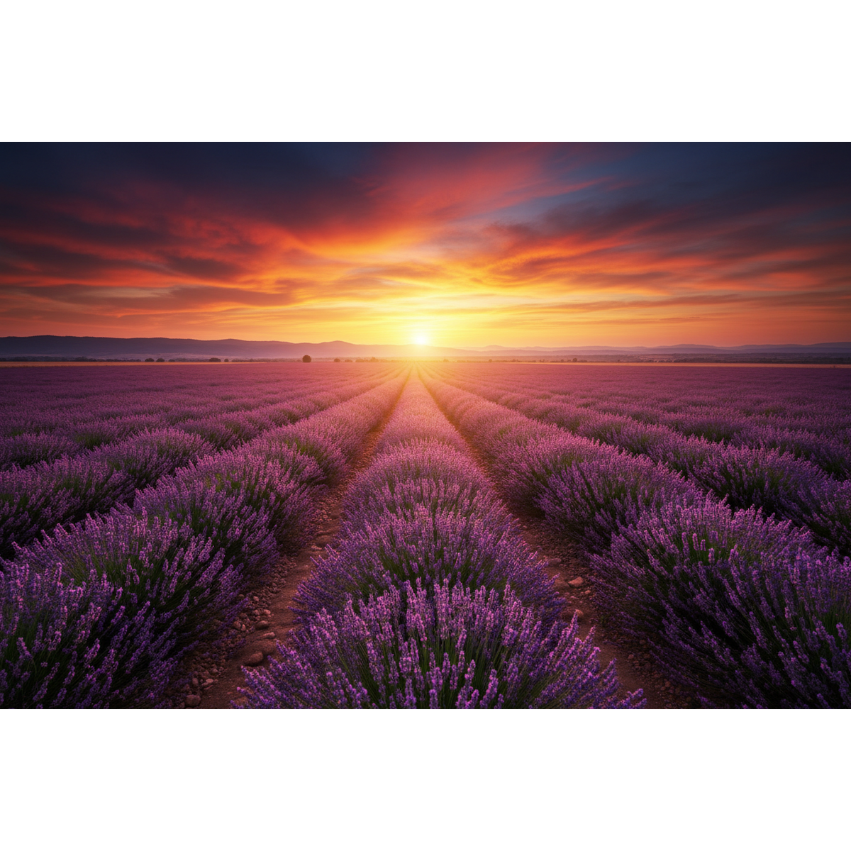 Sunset over a lavender field with vibrant colors Sun's Eye Scentsium