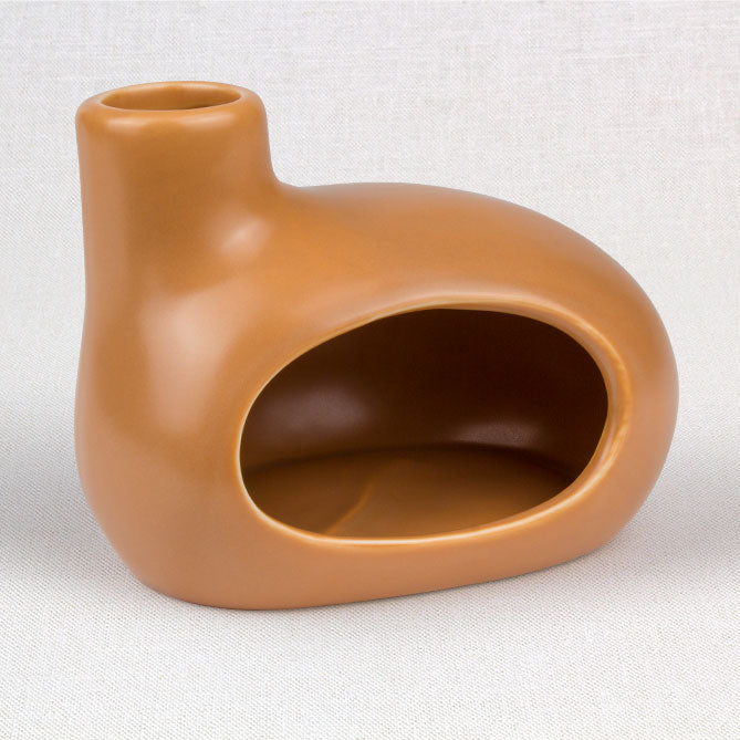 Brown ceramic Smudging-Hearth with unique design on a white background