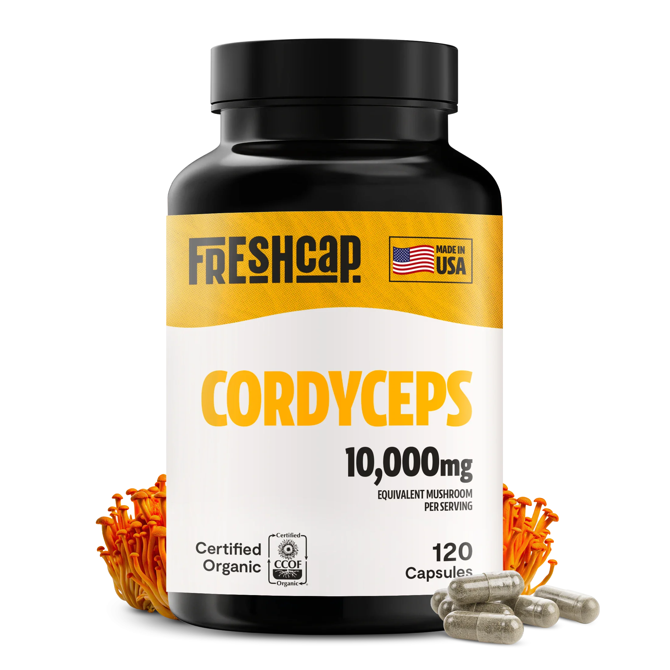 Cápsulas de Suplemento de Hongo Cordyceps Orgánico