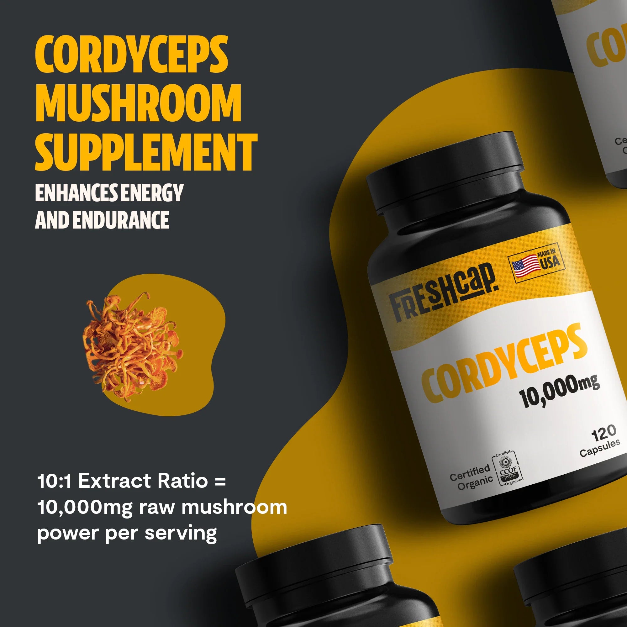 Cápsulas de Suplemento de Hongo Cordyceps Orgánico