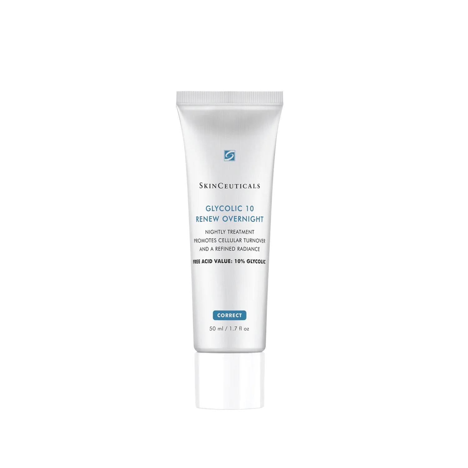 Skinceuticals Glycolic 10 Renew Overnight Cream - Anti-aging Night Care with 10% Glycolic Acid, Smoothes Fine Lines & Improves Skin Texture