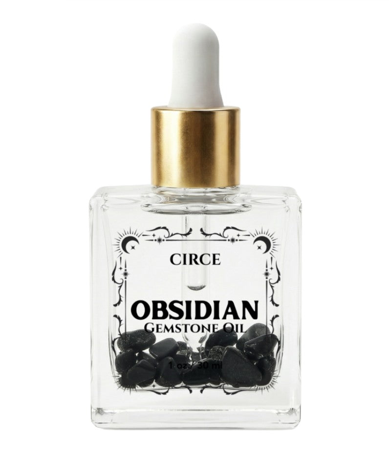 Aceite Corporal de Obsidiana Negra — Aceite Iluminador Protector y de Enraizamiento con Ámbar y Vainilla