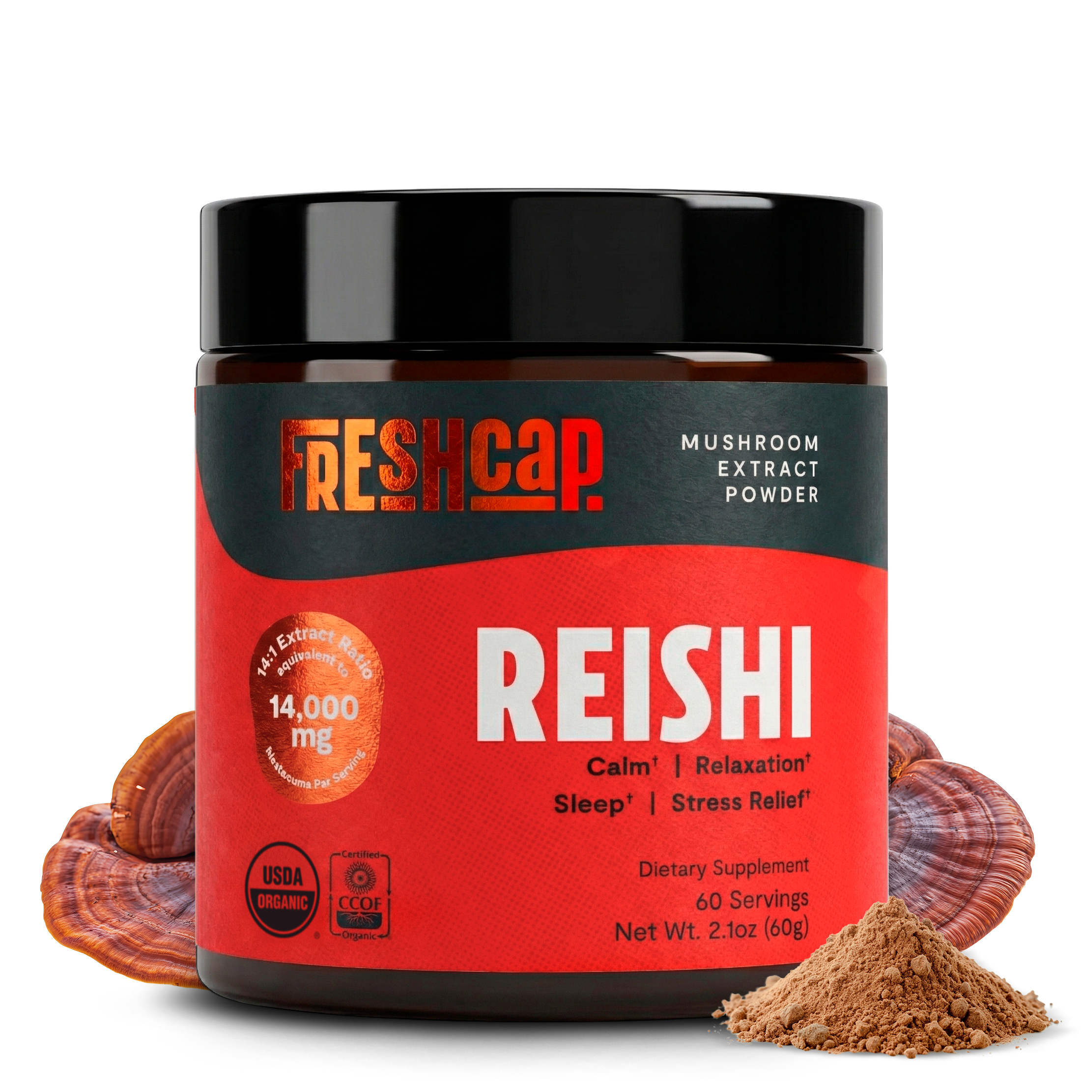 Polvo de hongo Reishi orgánico
