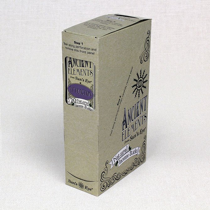 Box of Ancient Elements incense sticks on a white background