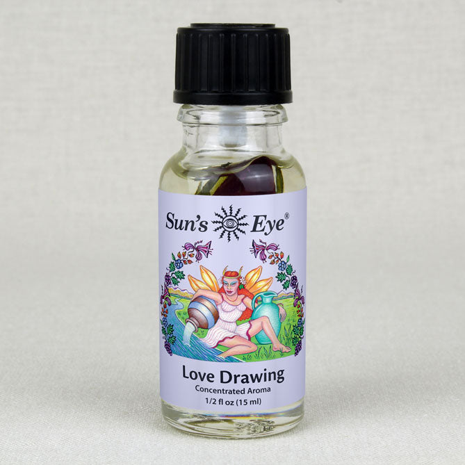 Bottle of Sun's Eye Love Drawing concentrated aroma on a light gray background