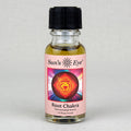 Bottle of Sun's Eye Root Chakra concentrated aroma on a light gray background