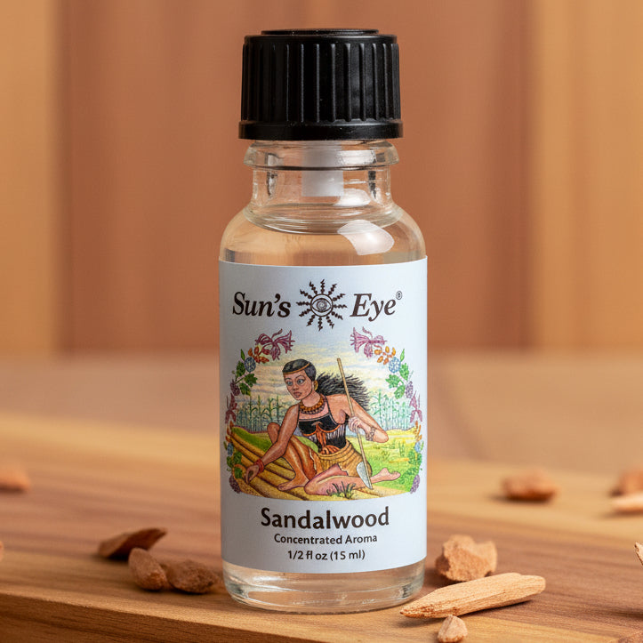 Bottle of Sun's Eye Sandalwood concentrated aroma