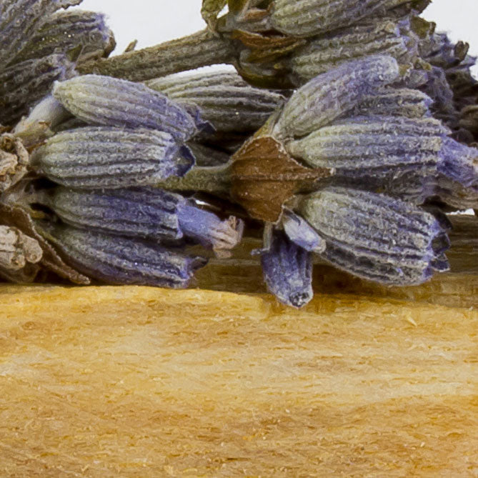 Close-up of lavender flowers on a wooden surface